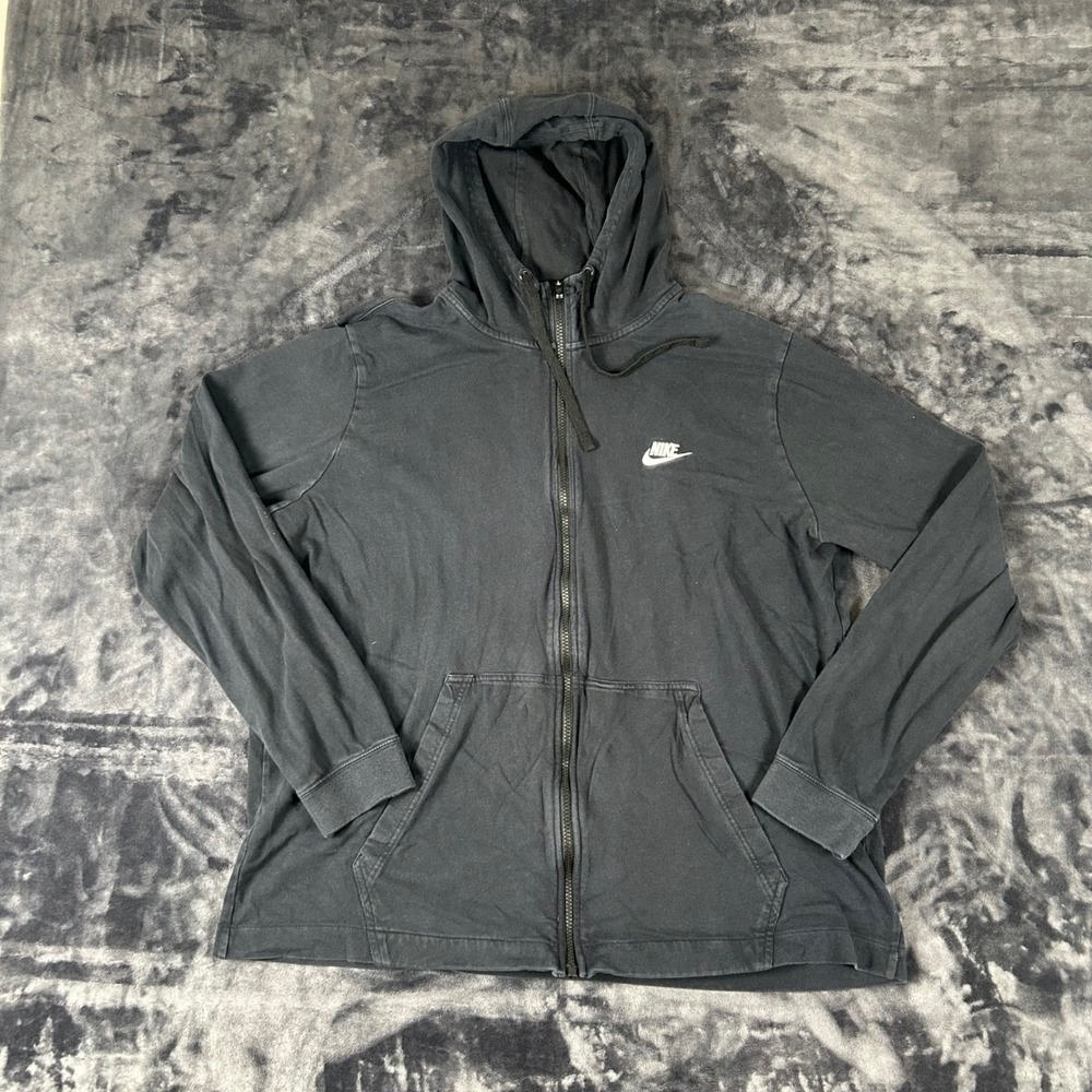 Nike Full Zip Hoodie Mens XXL Black 100% Cotton Sportswear Futura Logo‎